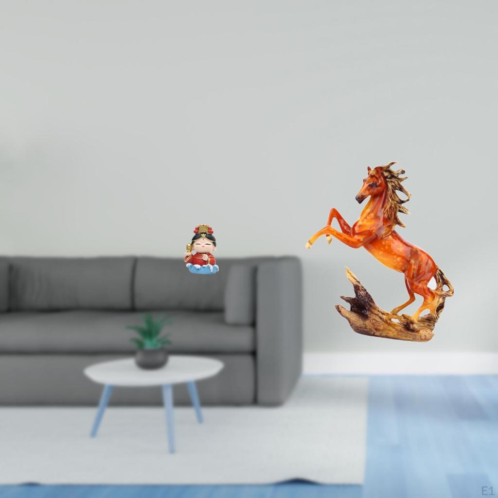 Resin Caramel Horse Figurine Sculpture Collectible Tabletop Ornament Handmade Craft Birthday Gift