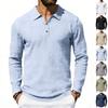 Men's Solid Color Lapel Long Sleeve Linen Polo Shirt Loose Casual Business.