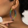Handmade Colorful Rhinestone Earring Colorful Rhinestone Women Earrings Crystal Hoop Earring Gift