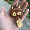 Wooden Cartoon Cat Wealth Car Pendant, Cute Entry Key Chain, Bag Hanging Gift, Ebony Good Luck Pendant