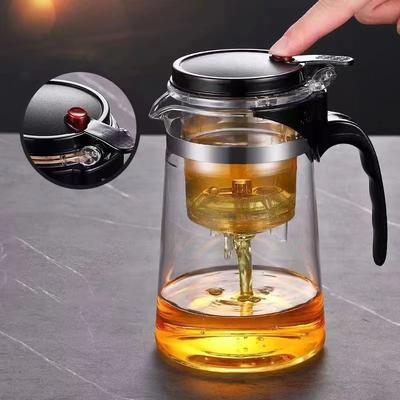 Szklany Czajnik Odporny na Ciepło Filtrowanie Jednym Kliknięciem Czajnik Wysokoborokrzemowy Czajnik Puer Separacja Herbaty i Wody Filtr Domowa Zastawa Herbaciana