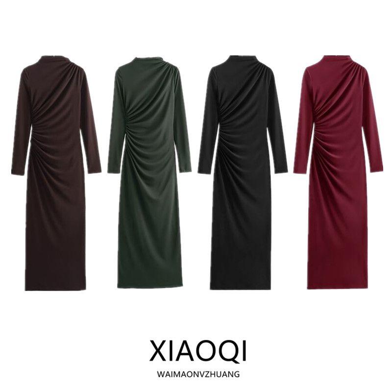 Fashion Wind Winter New Women's Clothing Silm Easiest for Match Ruched Decoration Midi Skirt Dress 4661301 529