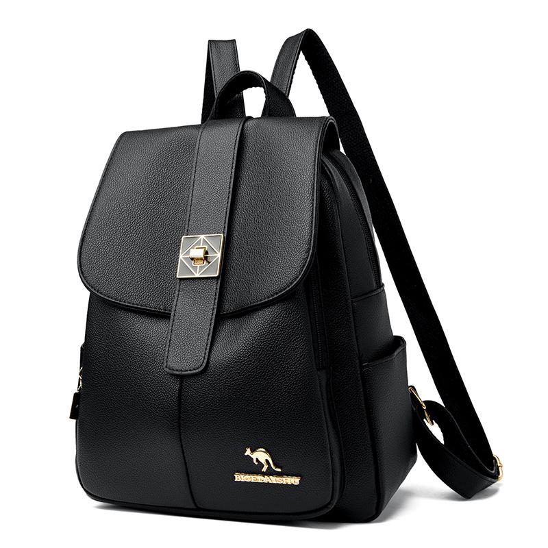 Dámská taška z měkké kůže Batoh pro maminku Proti krádeži Cestovní batoh