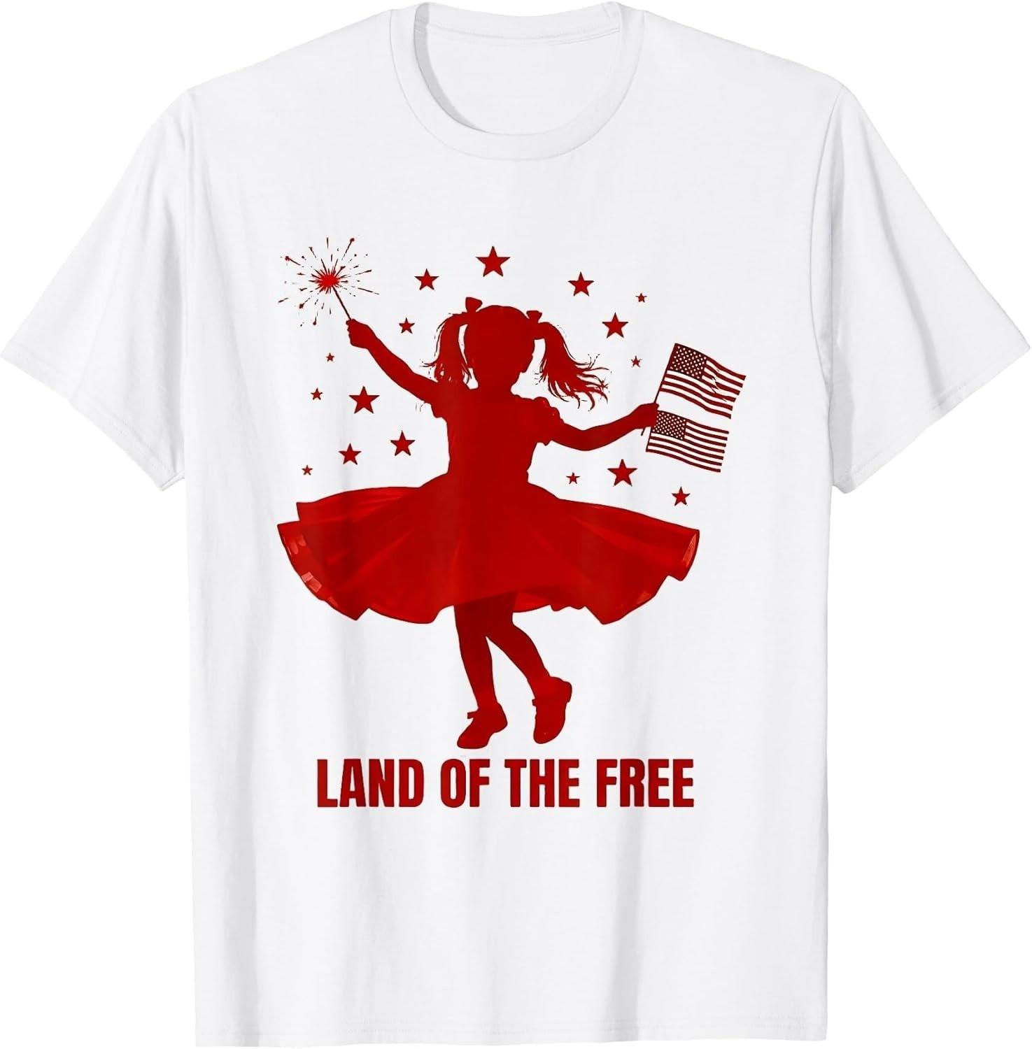 Land Of The Free 4th Of July Kids Girls Unisex T-Shirt S