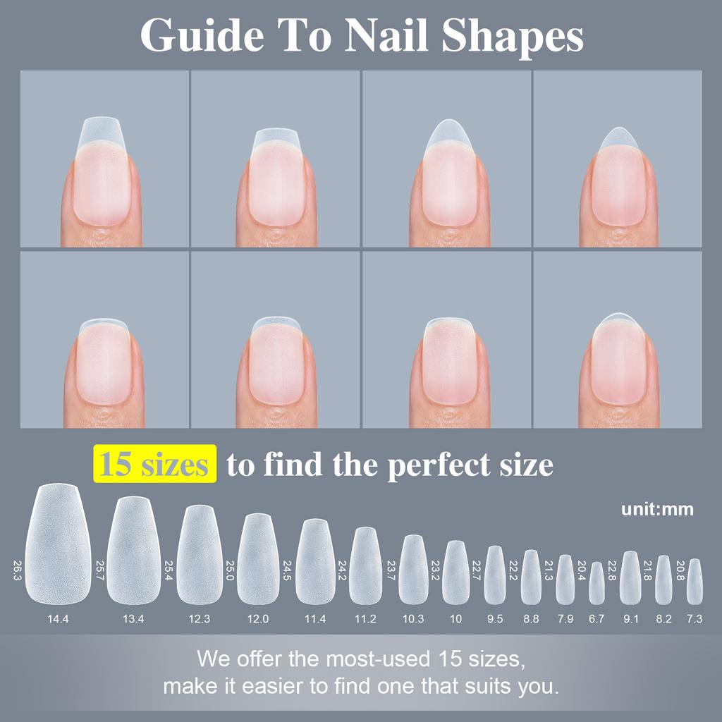 150pcs Short Matte False Nails Full Cover Coffin Square Almond Press On False Nails Soft Gel Nail Tips Manicure Extension Tools