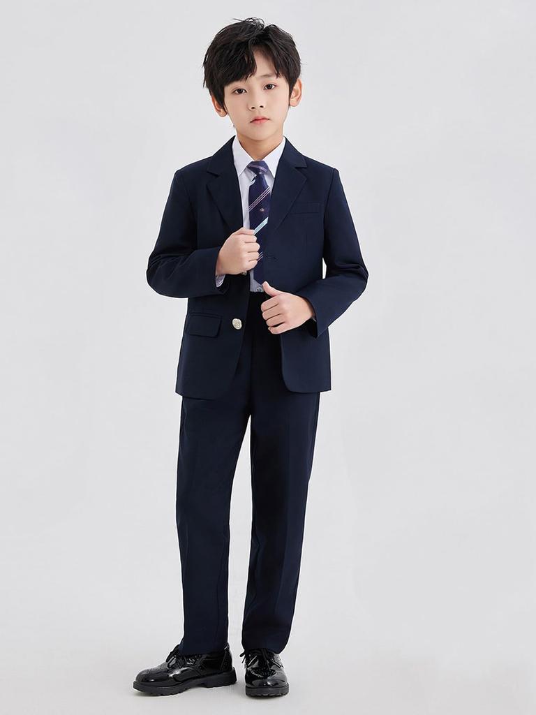 Clothing School Uniform Blazer Set for Elementary School Boys Halloween Cosplay Fashion Jacket for School Festival Navy 120 [Qichenk] Children's - -