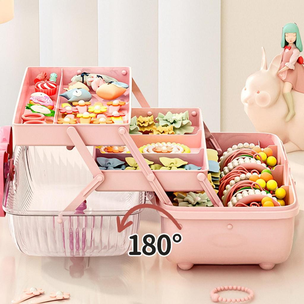 Cute Bowknot Multi-Layer Hairpin Storage Box Girls Jewellery Box Children'S Hair Accessories Storage Box Toy Storage Box