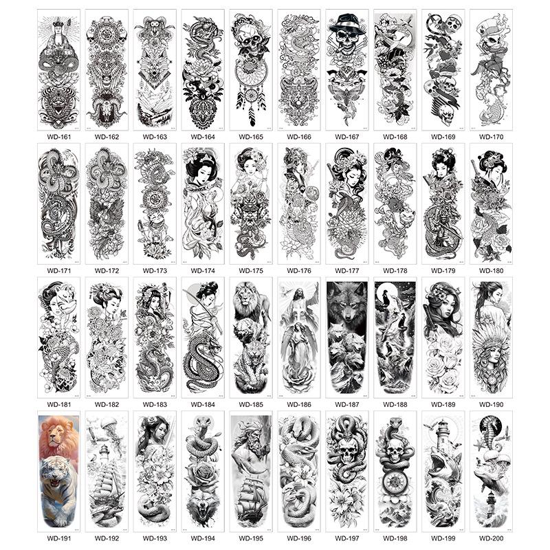 Long Flower Full Arm Waterproof Temporary Tattoo Stickers