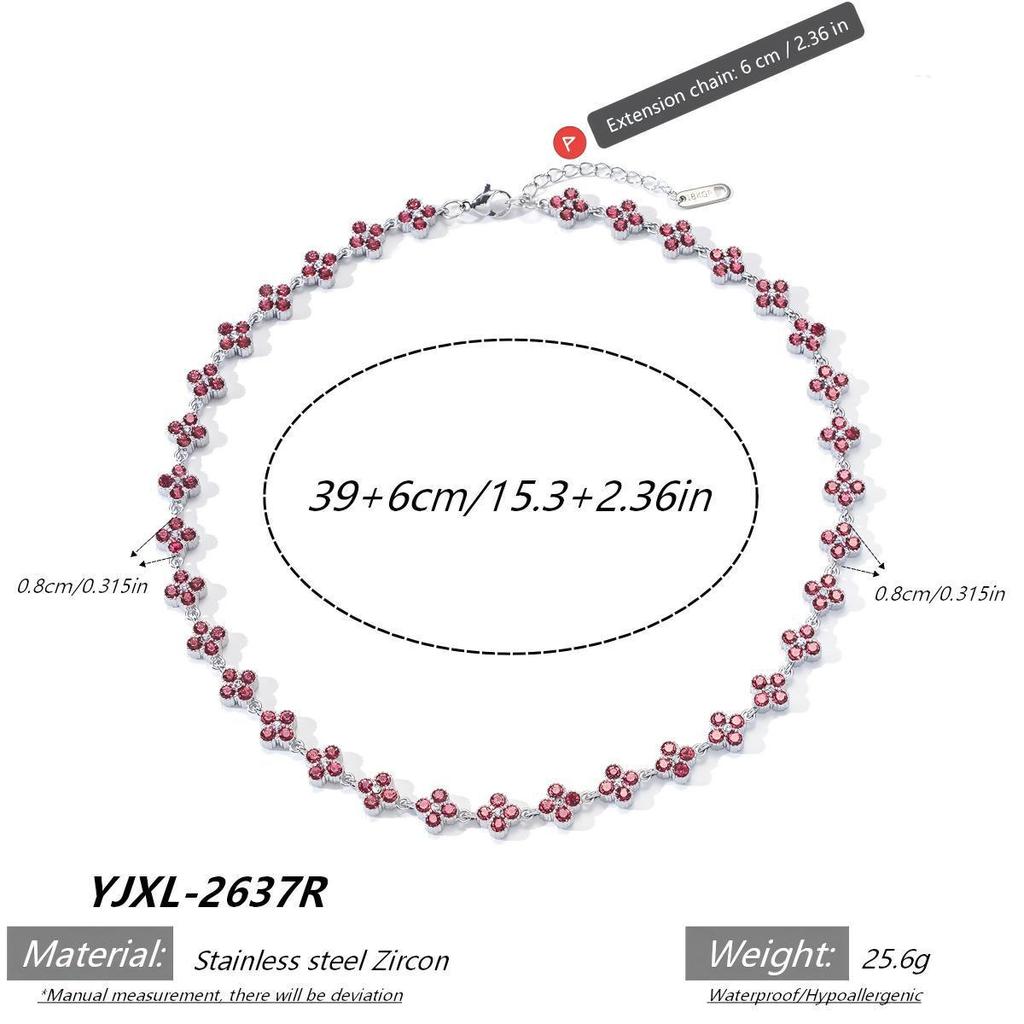 Clover Diamond Luxury Women's Colorful Stainless Steel Necklace