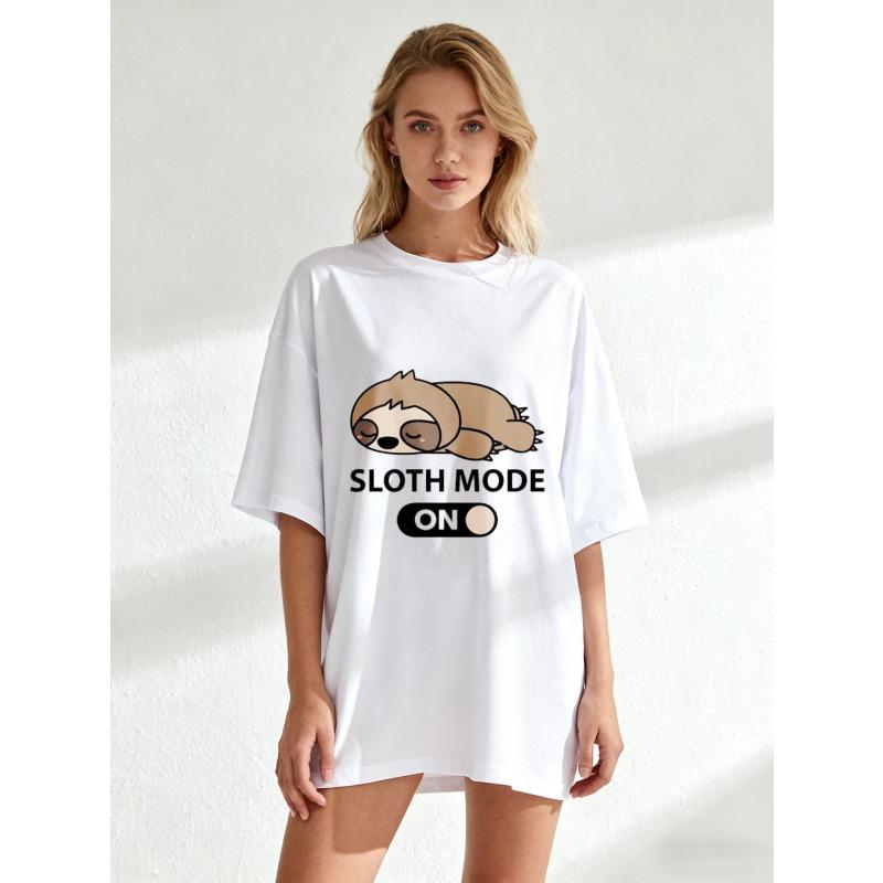 Cute Sloth Mode On Oversized T Shirt Black Cartoon Sloth And Text Design For Casual Wear And Lazy Days
