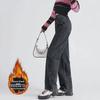 Women's High-Waist Plush Jeans: Korean-Style, Hip-Covering, Loose, Wide-Leg, Thick, Warm, Perfect for Autumn and Winter.