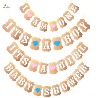 Kraft Paper 'It's a Boy' Baby Shower Garland Banner for Birthday Party Decoration