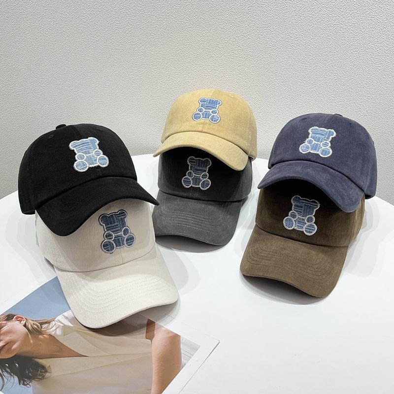 Autumn and Winter Cute Bear Baseball Hat Male and Female Versatile Student Cap Embroidered Cartoon Visor