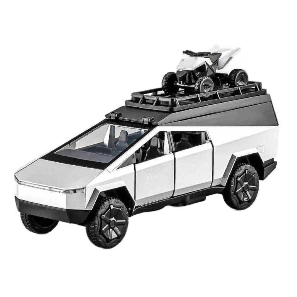 1/32 Tesla Cyber the Truck Pickup Alloy Camping RV Car Model Diecasts Metal Toy Van Motorhome Touring Car Model Sound Light Kids Gifts