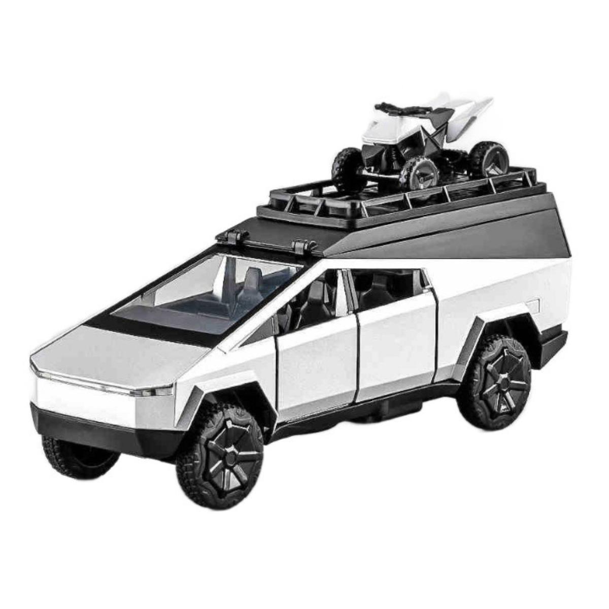 

1/32 Tesla Cyber вантажівка Пікап Металевий кемпінг-фургон Модель автомобіля Литі металеві іграшки Фургон Будинок на колесах Туристичний автомобіль Модель Звук Світло Подарунки для дітей срібний