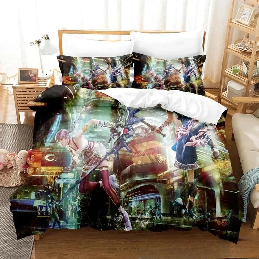 New 3D Printed Anime Game Final Fantasy Xiii-2 Bedding Set Boys Girls Twin Queen King Size Duvet Cover Pillowcase Bed Boys Adult
