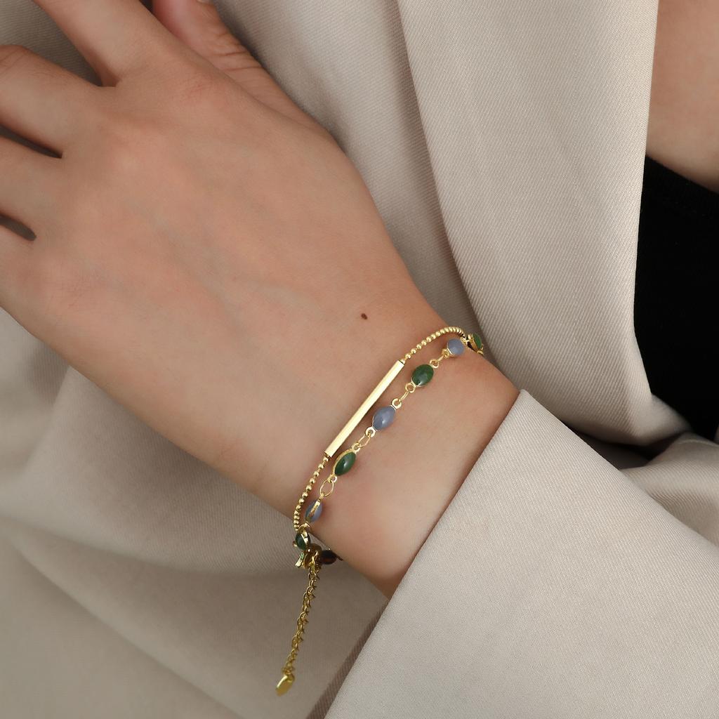 Wind Stacked Bracelet, French Retro Double-Layer Bracelet Women'S Light Luxury Jewelry