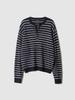 Pokeopeiseu Cable Stripe Henley Neck Knit Navy