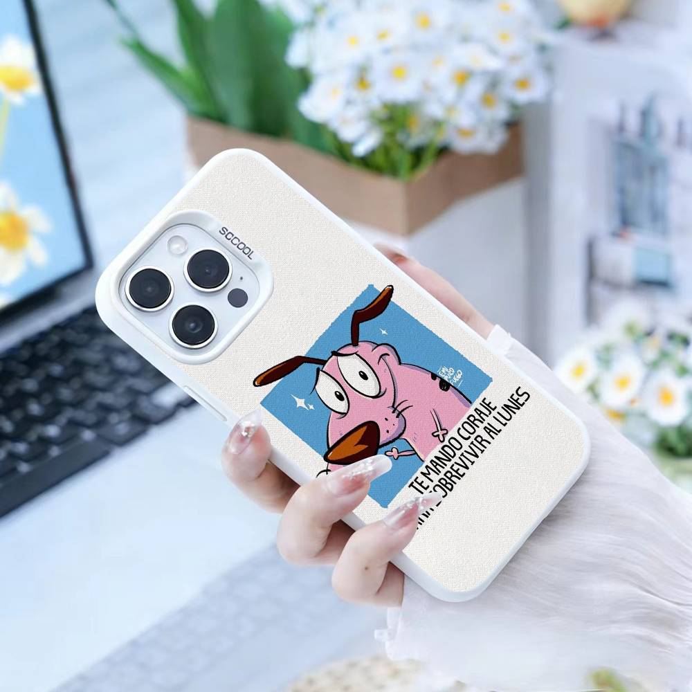 Courages Cowardly Dog Phone Case For IPhone 16 17 15 14 12 13 Pro Max white Color Shockproof Cover