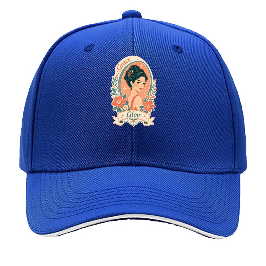 Retro Glam Portrait Bloom Emblem Hip Hop Hat Fashion Outdoor Sports Sandwich Baseball Cap