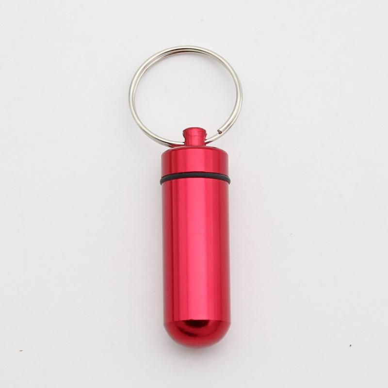 Portable Medicine Bottle  Mini Aluminum Alloy Keychain  Hanging Bottle  Sealed Compartment Waterproof Metal Medicine Box