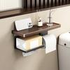 Wall Storage Rack Strong Load-Bearing Wall-Mounted Organizer with Rounded Paper Outlet Smooth Pull-Out Multifunctional Wood Metal Bathroom Shelf