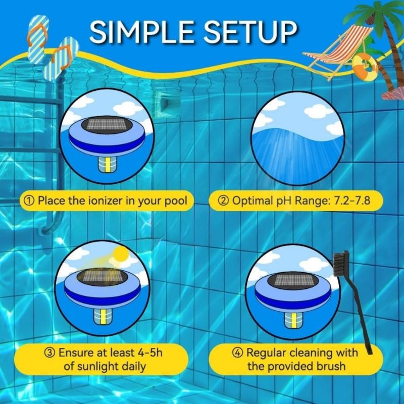 Swimming Pool Purifiers Replacement Solar Pool Ionizer Automatic Floating Pool Cleaner for Spa Hot Tubs Water Processor