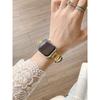 Women Metal Leather Watch Band for Apple Watch Series Ultra 11/10/9/8/7 SE Splice Leather Strap for 38 40/41/42/44/45/46/49mm Replacement Bracelet