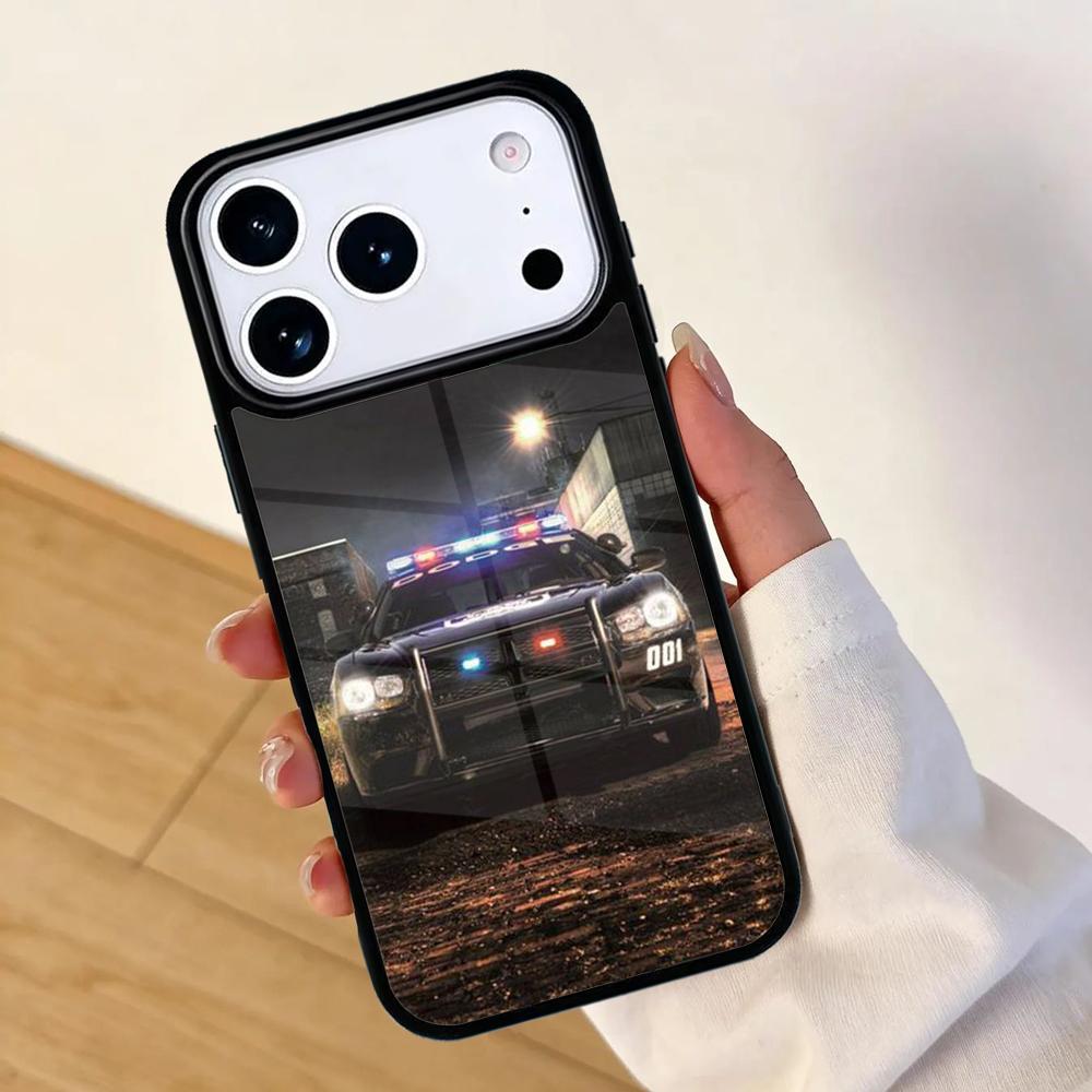 Police Cars Light At Night Mobile Phone Case for IPhone 17 AIR 16pro Max 15 14 13 12 11 Bumper Cover