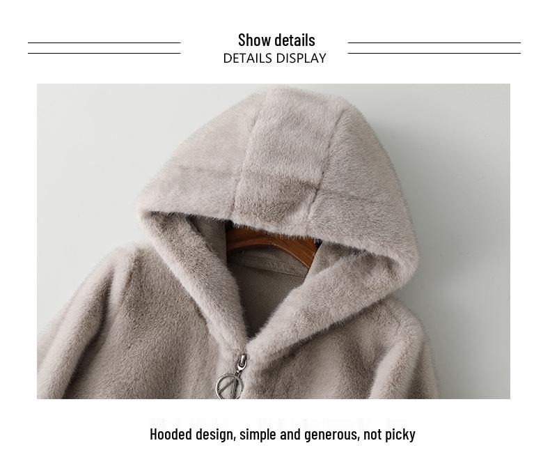 2024 Women's Short Hooded Winter Coat - Thickened Golden Mink Fleece, Eco-Friendly Faux Fur Jackets