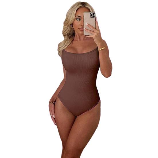 Šátek s výstřihem do U Pas Přiléhavý Dámské Body Žebrované Elastické Sexy Bez rukávů Pevné Skinny Romper Dámské oblečení