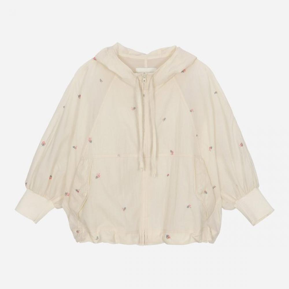 Thursday Island Unisex Flower Embroidery Nylon Hooded Jumper T264mjp233w