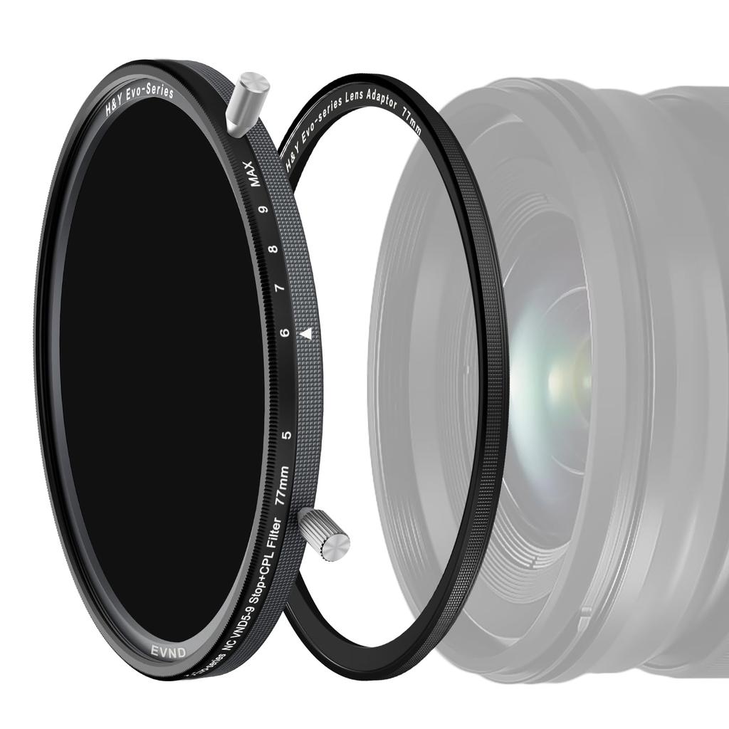 Variable ND PL 77mm HD Natural CPL Filter Compatible with Magnetic and Stops of Light Faithful Color Lens Cap and H&Y Filter, Filter, EVO, Color,