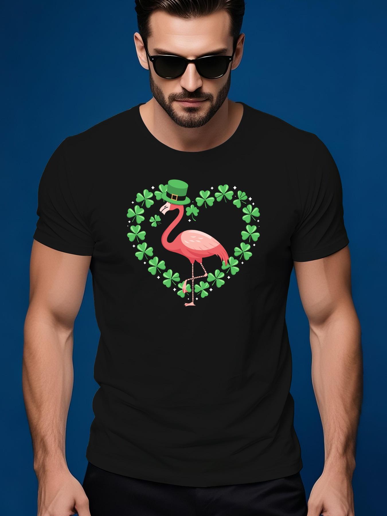 Summer Tshirt with Crane Four-Leaf Clover Design - Soft C... XL