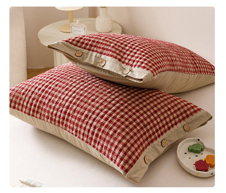 Class A Pure Cotton Quilted Pillowcase Set - Thick, All-Cotton Buttoned Covers (48x74 cm)