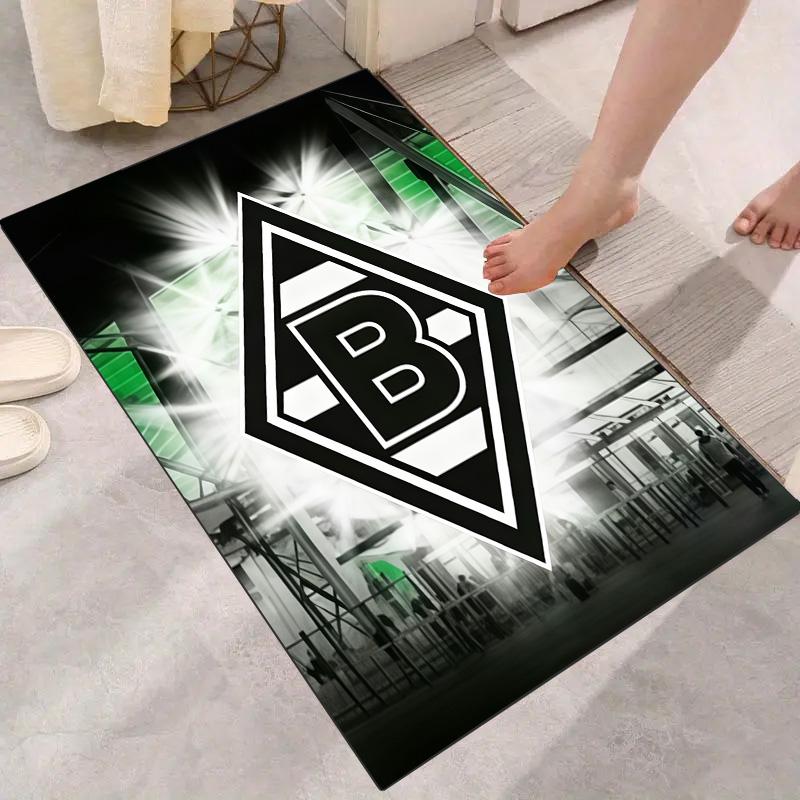 Tapis imprimé logo lumineux du stade de Borussia Mönchengladbach, Tapis de sol antidérapant pour salon, chambre à coucher, décoration intérieure