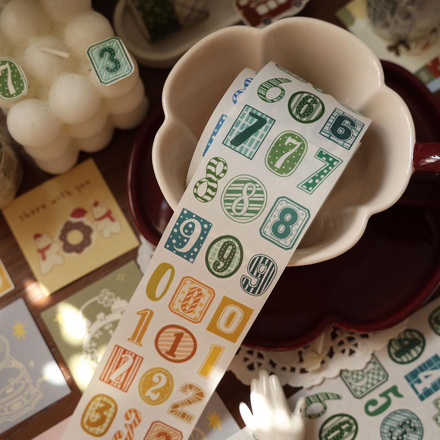 Salt Journal Scrapbook Diy Project Digital Numers PET Washi Pet Tape Roll Maste Die Cutting Sticker 6m
