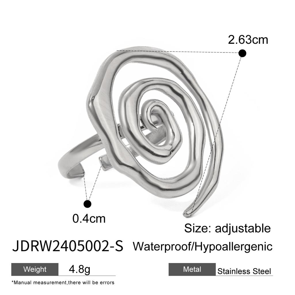 Stainless Steel Exaggerated Zirconia Ring, High-end and Retro Finger Ring, Titanium Steel Hand Accessory