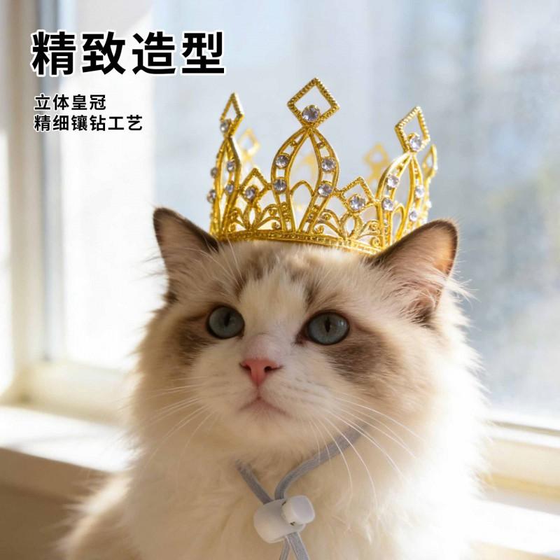 Pet Crown Headband Cats Dogs - Princess Style Hair Accessory In Gold Rose Plastic