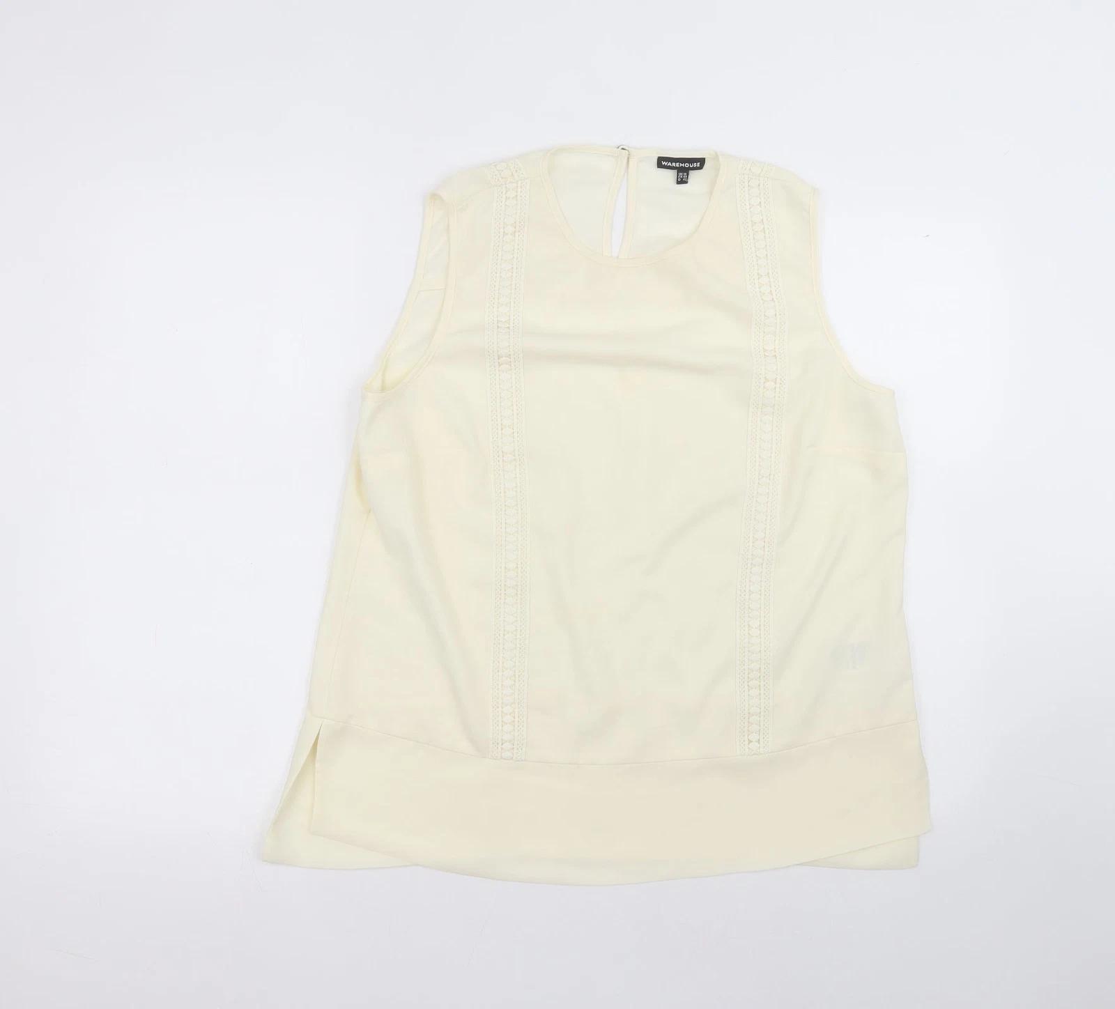 

Warehouse Womens Beige Polyester Blend T-Shirt Size 16 S