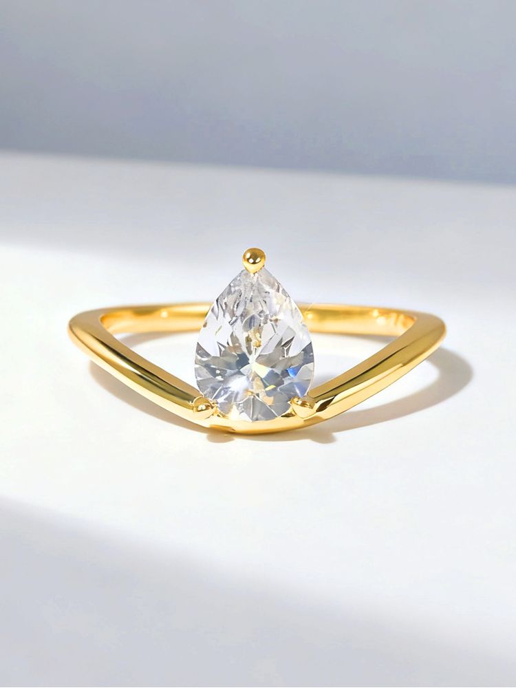 925 Sterling Silver Minimalism Smooth V-shape Zircon Ring For Women Engagement Wedding Anniversary High Quality Fine Jewelry