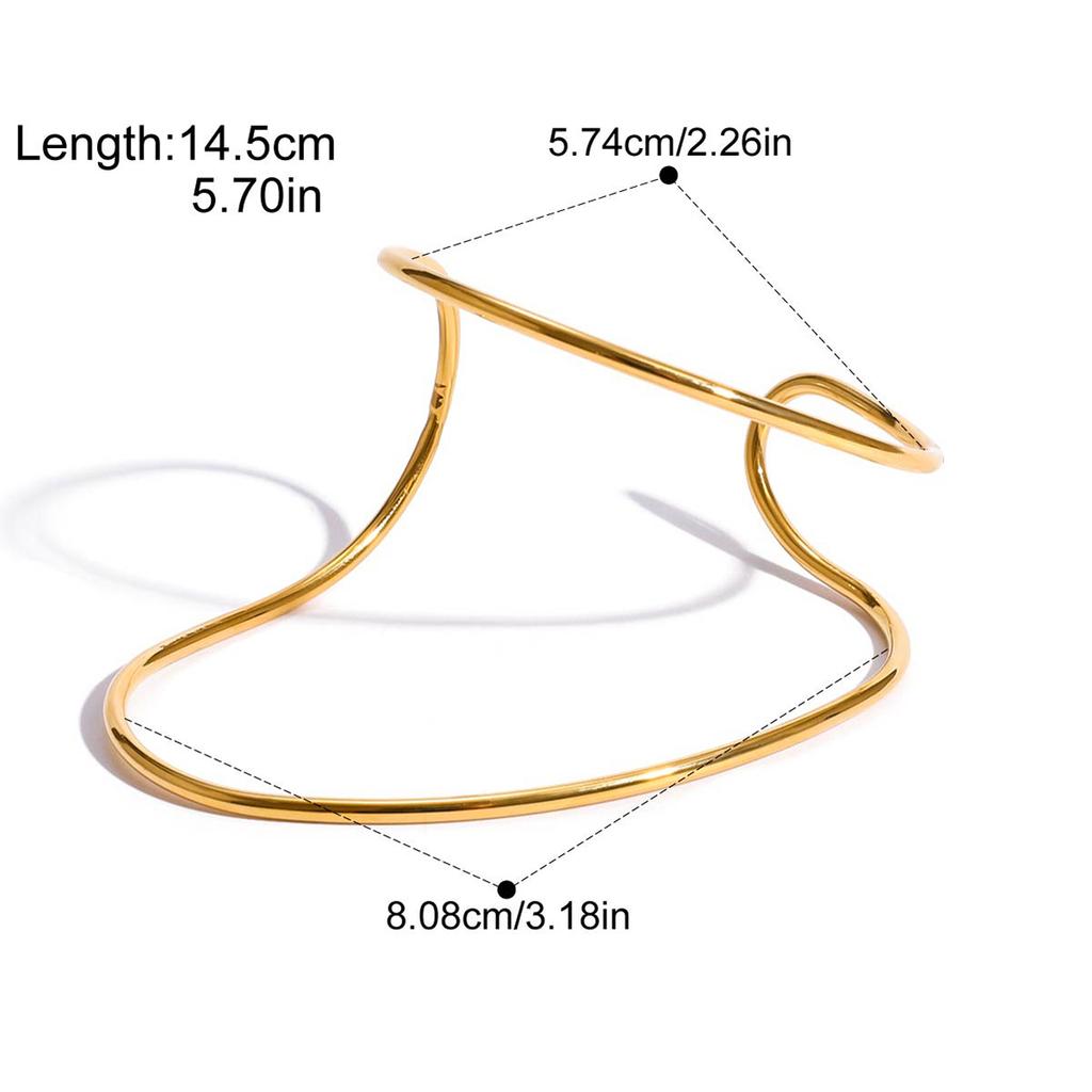 Yori Simple Lines Asymmetrical Open Bracelet Bangle Stainless Steel Rust Proof Office Ladies Chic Jewelry New Gift