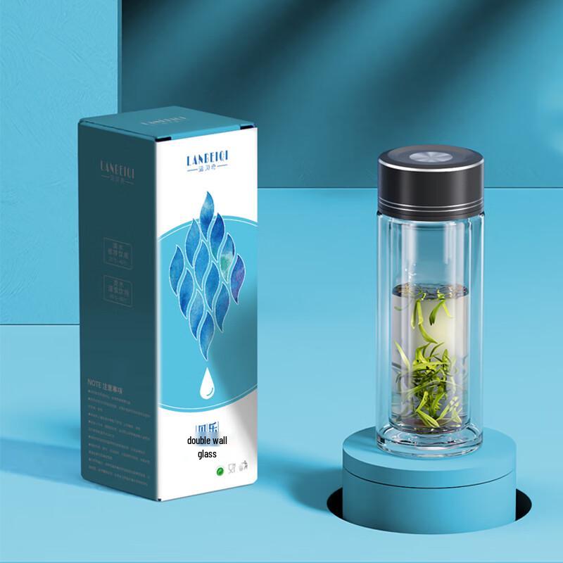 Lanbaiqi Beile Double Wall Glass Tea Cup with Infuser