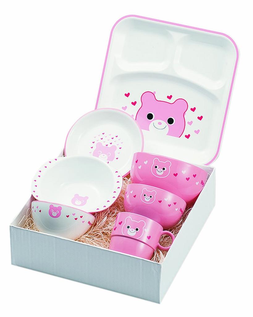 Hug me Tableware Set Y15244 Break-Resistant 7-Piece (Kuma)