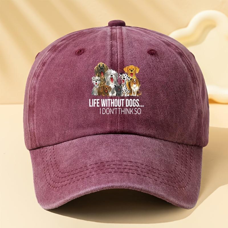 A Stylish And Versatile Baseball Cap with a Dog Print Suitable for Both Men And Women Featuring a Classic Retro Washed Design 1pc