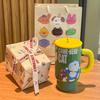 Birthday gift for girls, high-value Bingba cup, ceramic mug with lid straw cup as a gift