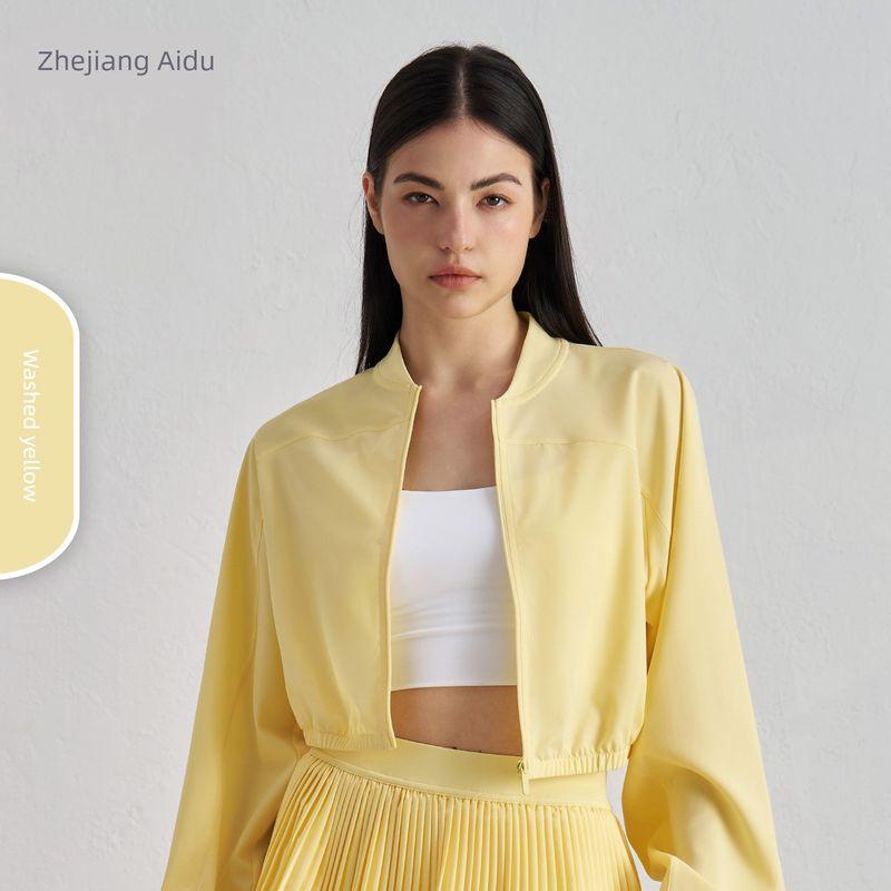 

Тканая Новая Спортивная Верхняя Одежда Женская Легкая Дышащая Тренировочная Майка Приталенный Дизайн Повседневная Уличная Приталенная Сексуальная Короткая Washed Yellow(Quality Edition) L