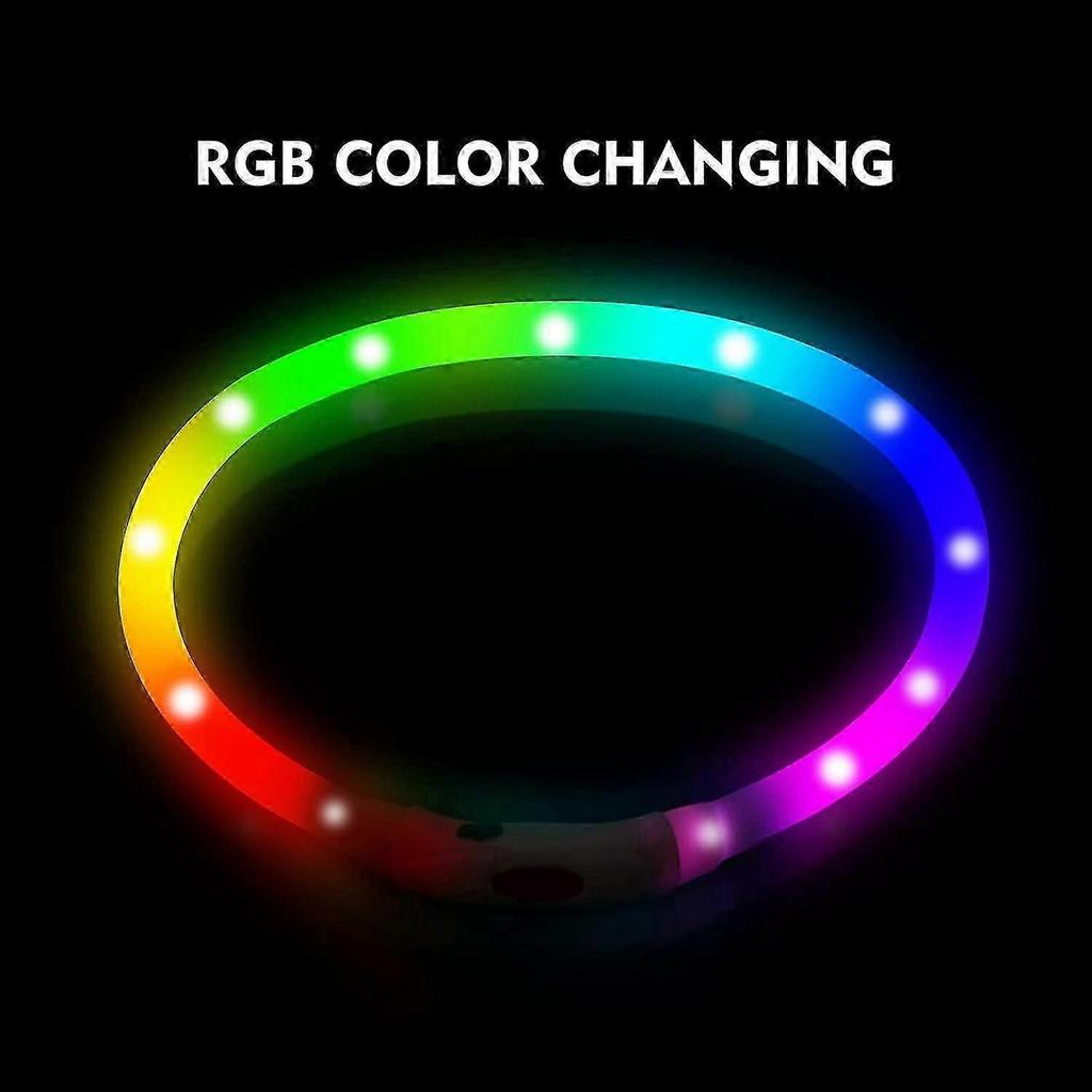 Led Dog Collar , Rechargeable Rainbow Color Changing Light Up Dog Collars, Waterproof Dog Lights Make Pet Visible And Safety For Night Walkingrainbow