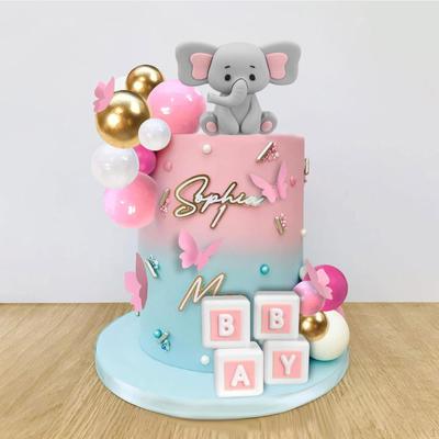 Set de Adornos para Tarta de Elefante 3D Decoración de Cumpleaños Manualidades DIY Suministros para Fiesta para