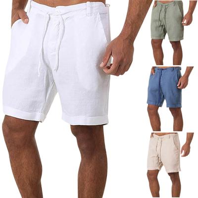 Men's Sports Cotton Linen Casual Loose Shorts Casual Pajamas Pocket Jogging Shorts Pants